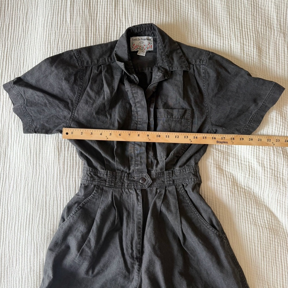 VTG Foret De Framboise Women Washed Black Romper Cotton Blend (M) Utility Grunge - Picture 4 of 7